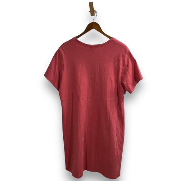 LL Bean Shift Dress Pink Cotton Short Sleeve Large Petite Coastal Clean Girl - Picture 4 of 8